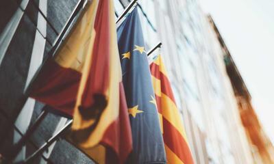 Europese, Spaanse en Catalaanse vlag