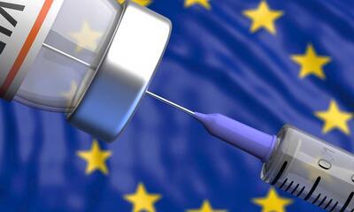 Covid vaccin op vlag Europese Unie