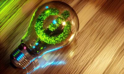 groene energieknop in lamp