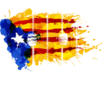 Geschilderde vlag Catalonië met handen aan tralies