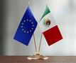 Vlaggetjes Mexico en Europa naast elkaar