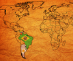 Kaart wereld met vlag Brazilië